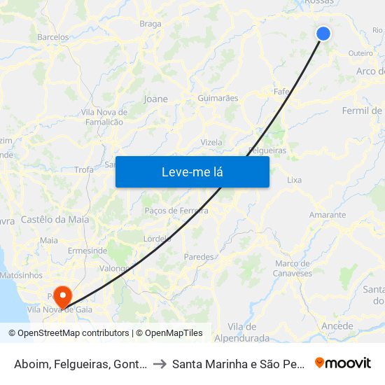 Aboim, Felgueiras, Gontim e Pedraído to Santa Marinha e São Pedro da Afurada map