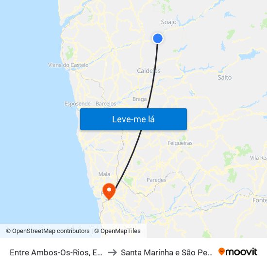 Entre Ambos-Os-Rios, Ermida e Germil to Santa Marinha e São Pedro da Afurada map