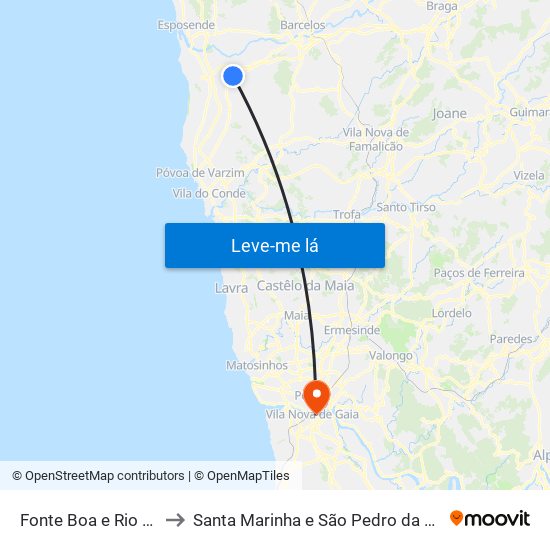 Fonte Boa e Rio Tinto to Santa Marinha e São Pedro da Afurada map