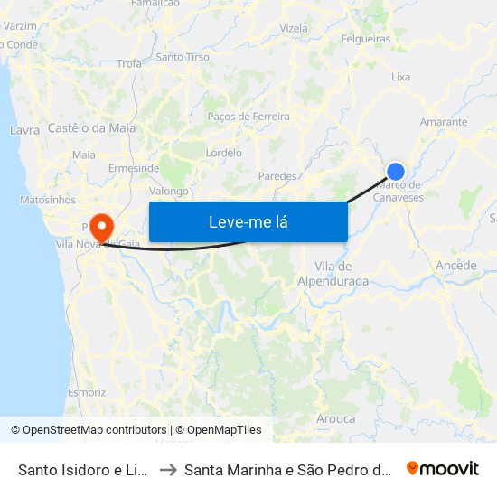 Santo Isidoro e Livração to Santa Marinha e São Pedro da Afurada map