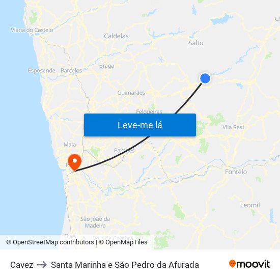 Cavez to Santa Marinha e São Pedro da Afurada map