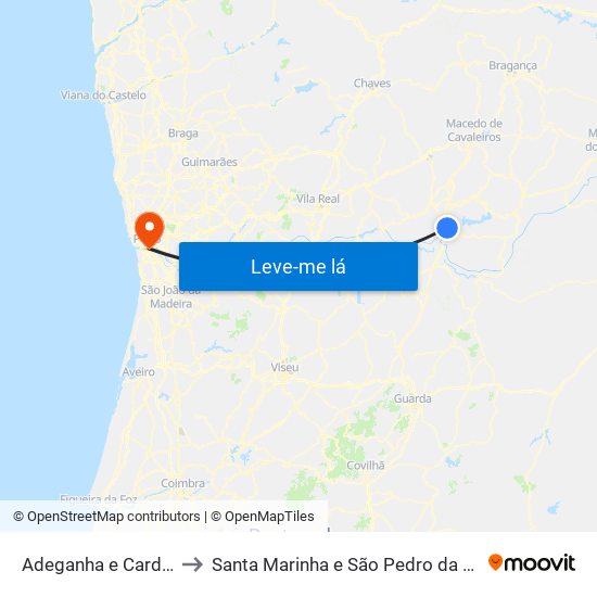 Adeganha e Cardanha to Santa Marinha e São Pedro da Afurada map