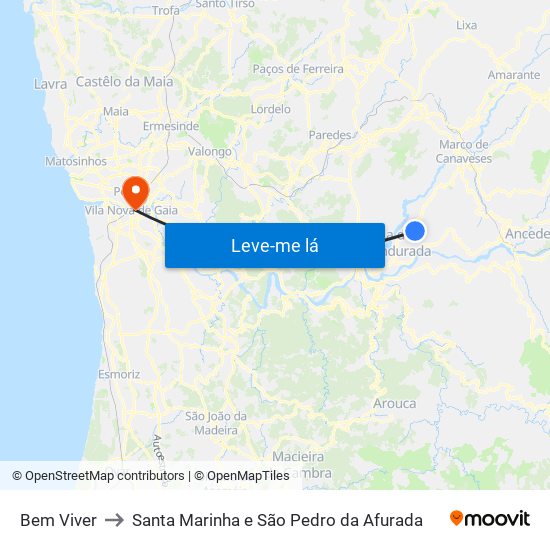 Bem Viver to Santa Marinha e São Pedro da Afurada map