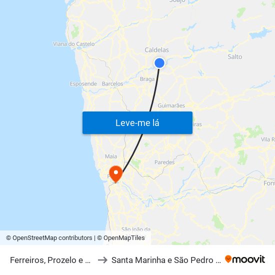 Ferreiros, Prozelo e Besteiros to Santa Marinha e São Pedro da Afurada map