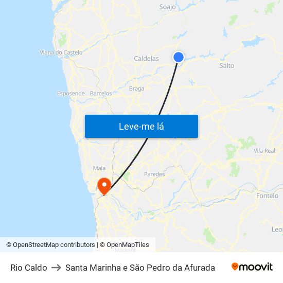 Rio Caldo to Santa Marinha e São Pedro da Afurada map