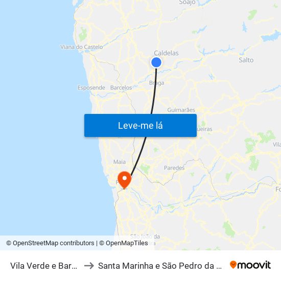 Vila Verde e Barbudo to Santa Marinha e São Pedro da Afurada map