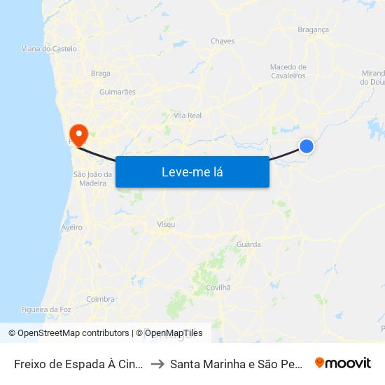 Freixo de Espada À Cinta e Mazouco to Santa Marinha e São Pedro da Afurada map