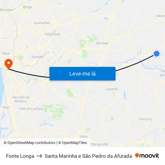 Fonte Longa to Santa Marinha e São Pedro da Afurada map