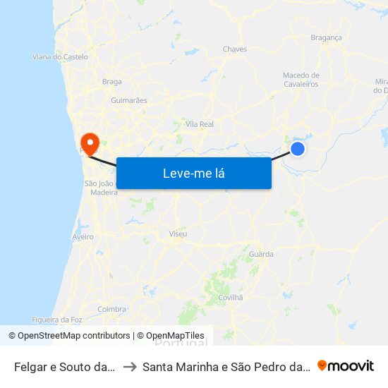 Felgar e Souto da Velha to Santa Marinha e São Pedro da Afurada map