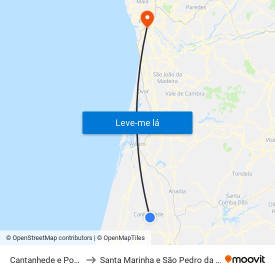 Cantanhede e Pocariça to Santa Marinha e São Pedro da Afurada map