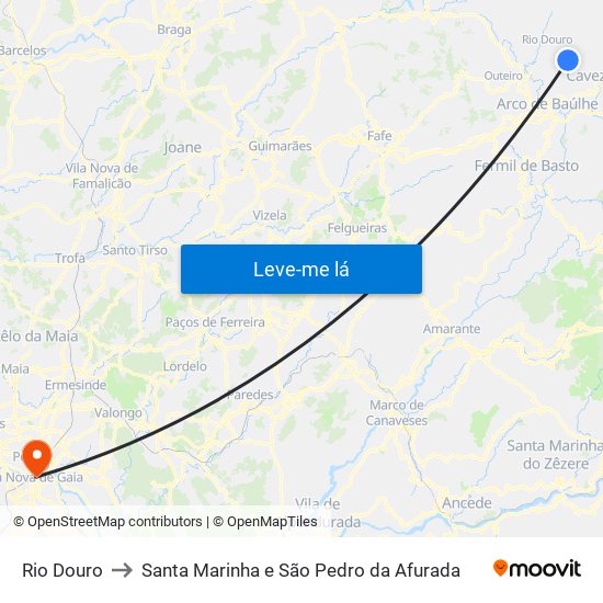 Rio Douro to Santa Marinha e São Pedro da Afurada map