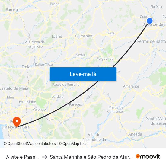 Alvite e Passos to Santa Marinha e São Pedro da Afurada map