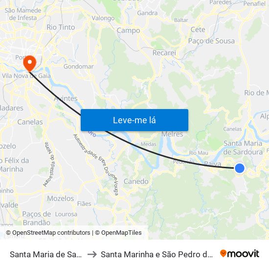 Santa Maria de Sardoura to Santa Marinha e São Pedro da Afurada map