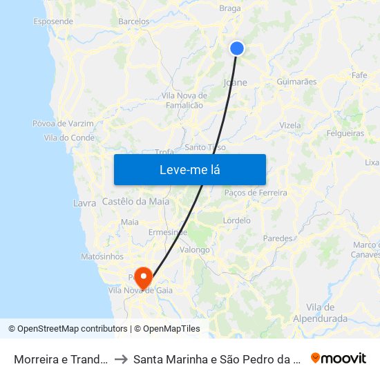 Morreira e Trandeiras to Santa Marinha e São Pedro da Afurada map