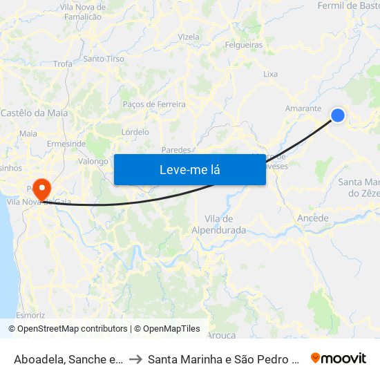 Aboadela, Sanche e Várzea to Santa Marinha e São Pedro da Afurada map