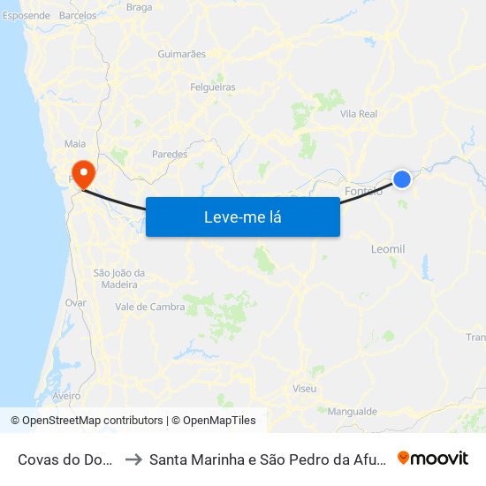 Covas do Douro to Santa Marinha e São Pedro da Afurada map