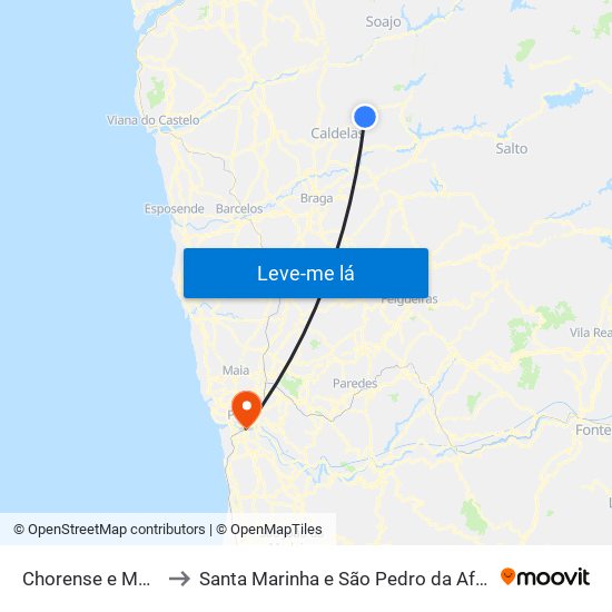 Chorense e Monte to Santa Marinha e São Pedro da Afurada map