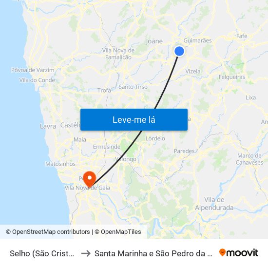 Selho (São Cristóvão) to Santa Marinha e São Pedro da Afurada map