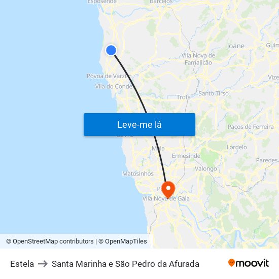Estela to Santa Marinha e São Pedro da Afurada map