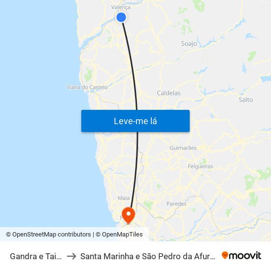 Gandra e Taião to Santa Marinha e São Pedro da Afurada map