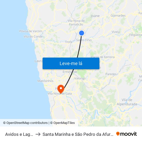 Avidos e Lagoa to Santa Marinha e São Pedro da Afurada map