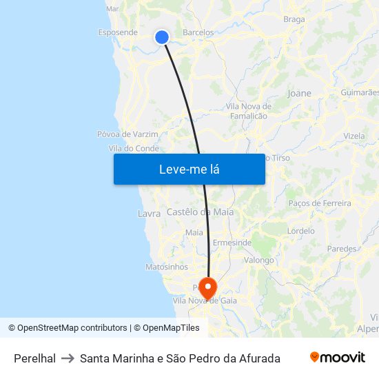 Perelhal to Santa Marinha e São Pedro da Afurada map