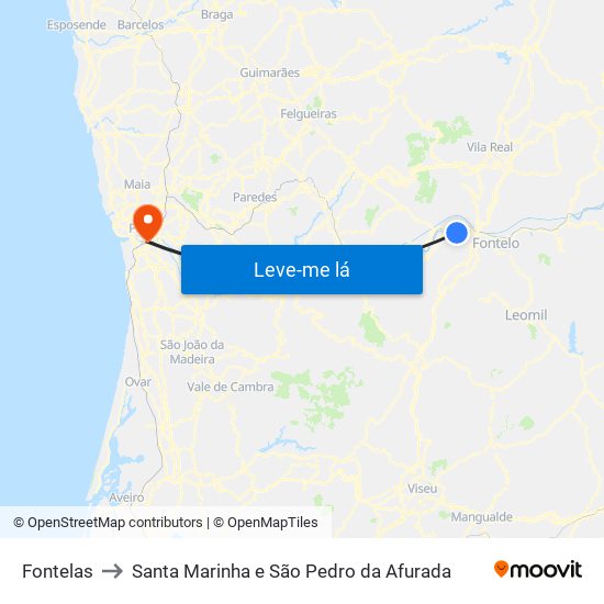Fontelas to Santa Marinha e São Pedro da Afurada map