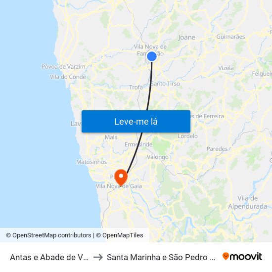 Antas e Abade de Vermoim to Santa Marinha e São Pedro da Afurada map