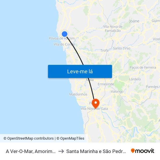 A Ver-O-Mar, Amorim e Terroso to Santa Marinha e São Pedro da Afurada map