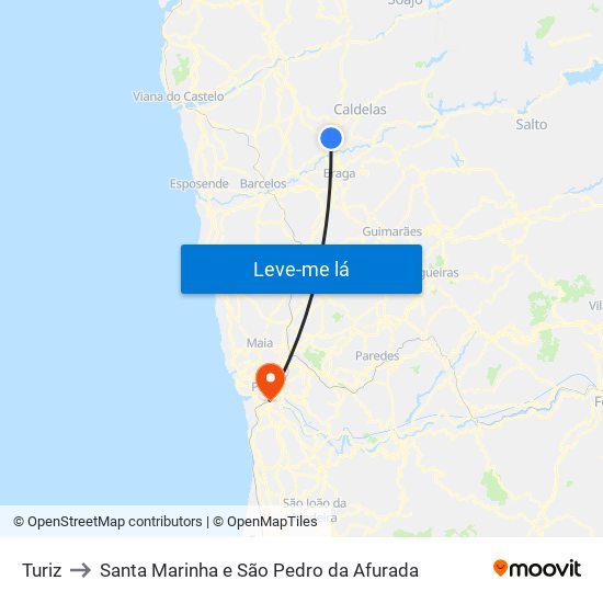 Turiz to Santa Marinha e São Pedro da Afurada map