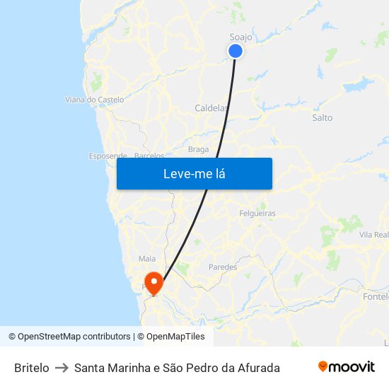 Britelo to Santa Marinha e São Pedro da Afurada map