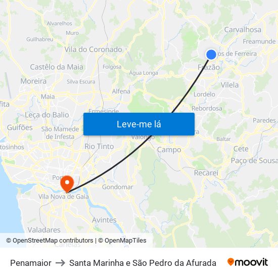 Penamaior to Santa Marinha e São Pedro da Afurada map