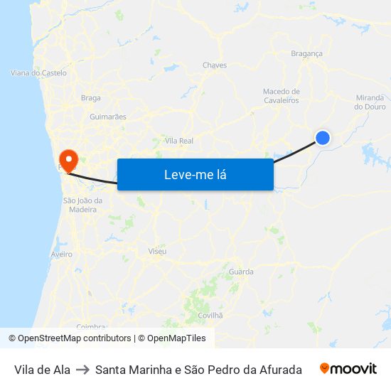 Vila de Ala to Santa Marinha e São Pedro da Afurada map