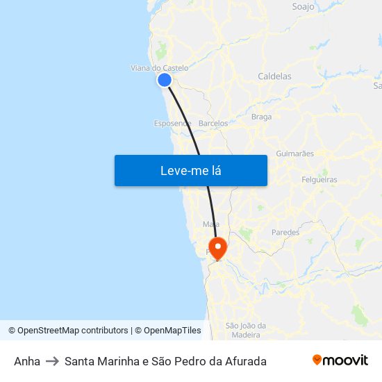 Anha to Santa Marinha e São Pedro da Afurada map