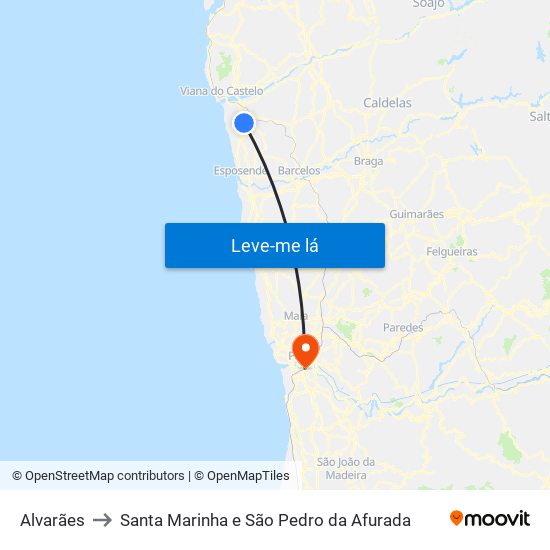 Alvarães to Santa Marinha e São Pedro da Afurada map