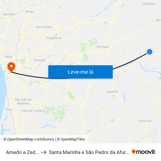 Amedo e Zedes to Santa Marinha e São Pedro da Afurada map