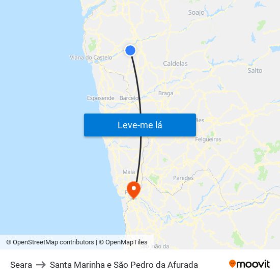 Seara to Santa Marinha e São Pedro da Afurada map