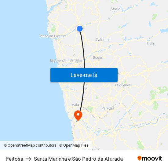 Feitosa to Santa Marinha e São Pedro da Afurada map