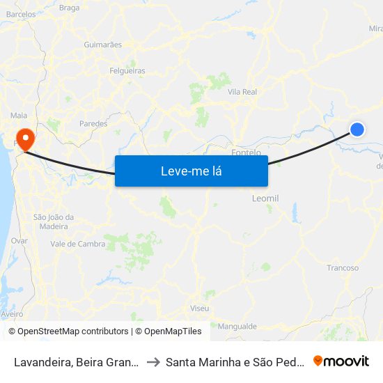 Lavandeira, Beira Grande e Selores to Santa Marinha e São Pedro da Afurada map