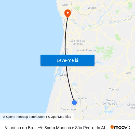 Vilarinho do Bairro to Santa Marinha e São Pedro da Afurada map