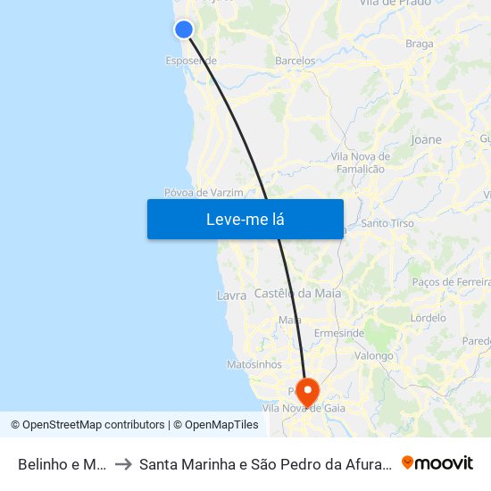 Belinho e Mar to Santa Marinha e São Pedro da Afurada map