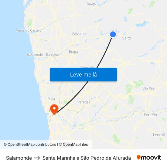 Salamonde to Santa Marinha e São Pedro da Afurada map