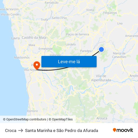 Croca to Santa Marinha e São Pedro da Afurada map