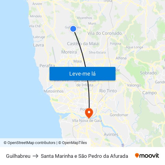 Guilhabreu to Santa Marinha e São Pedro da Afurada map