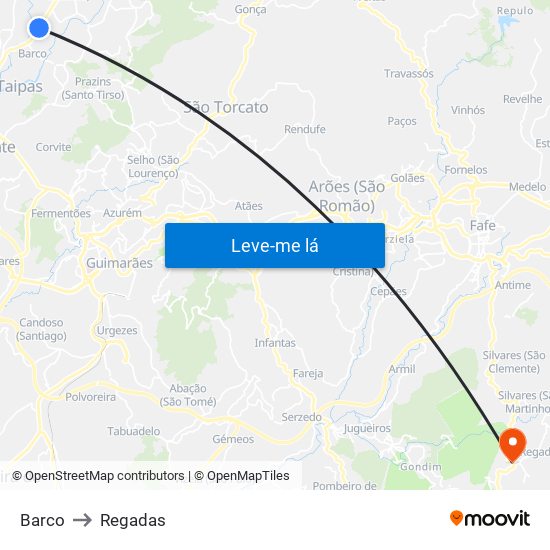 Barco to Regadas map
