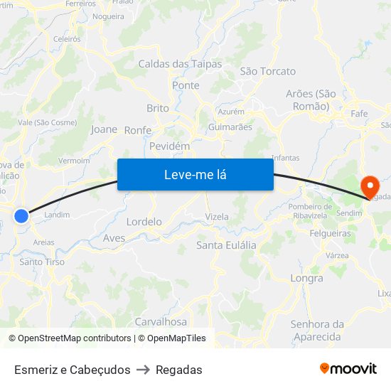 Esmeriz e Cabeçudos to Regadas map