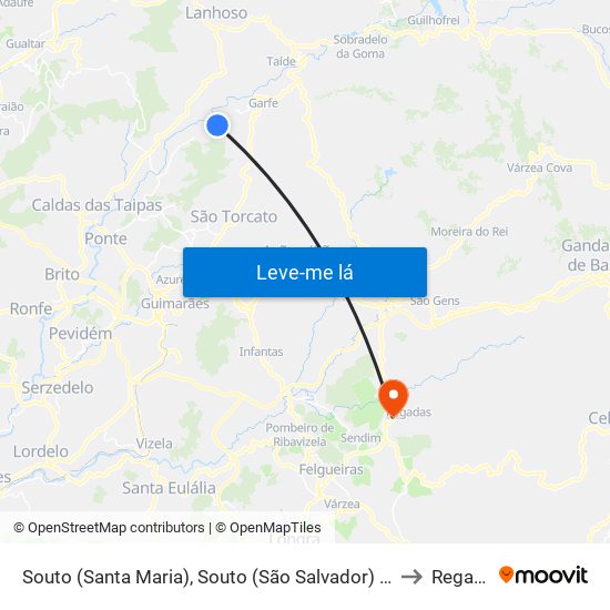 Souto (Santa Maria), Souto (São Salvador) e Gondomar to Regadas map