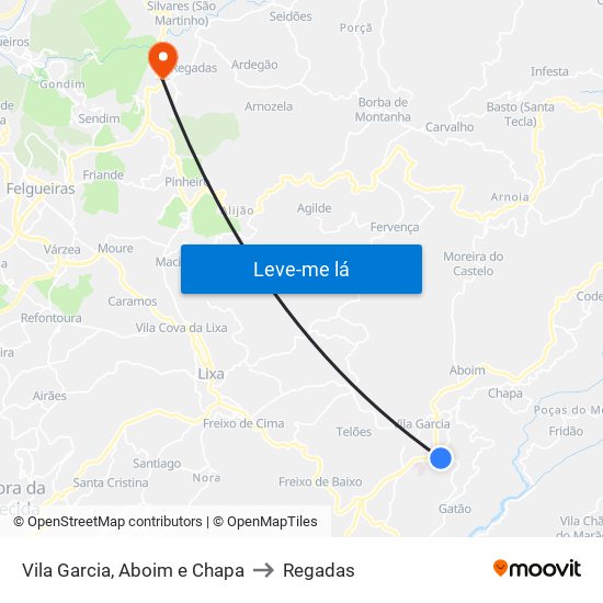 Vila Garcia, Aboim e Chapa to Regadas map