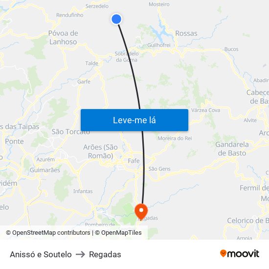 Anissó e Soutelo to Regadas map