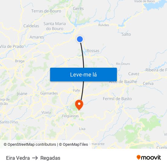 Eira Vedra to Regadas map